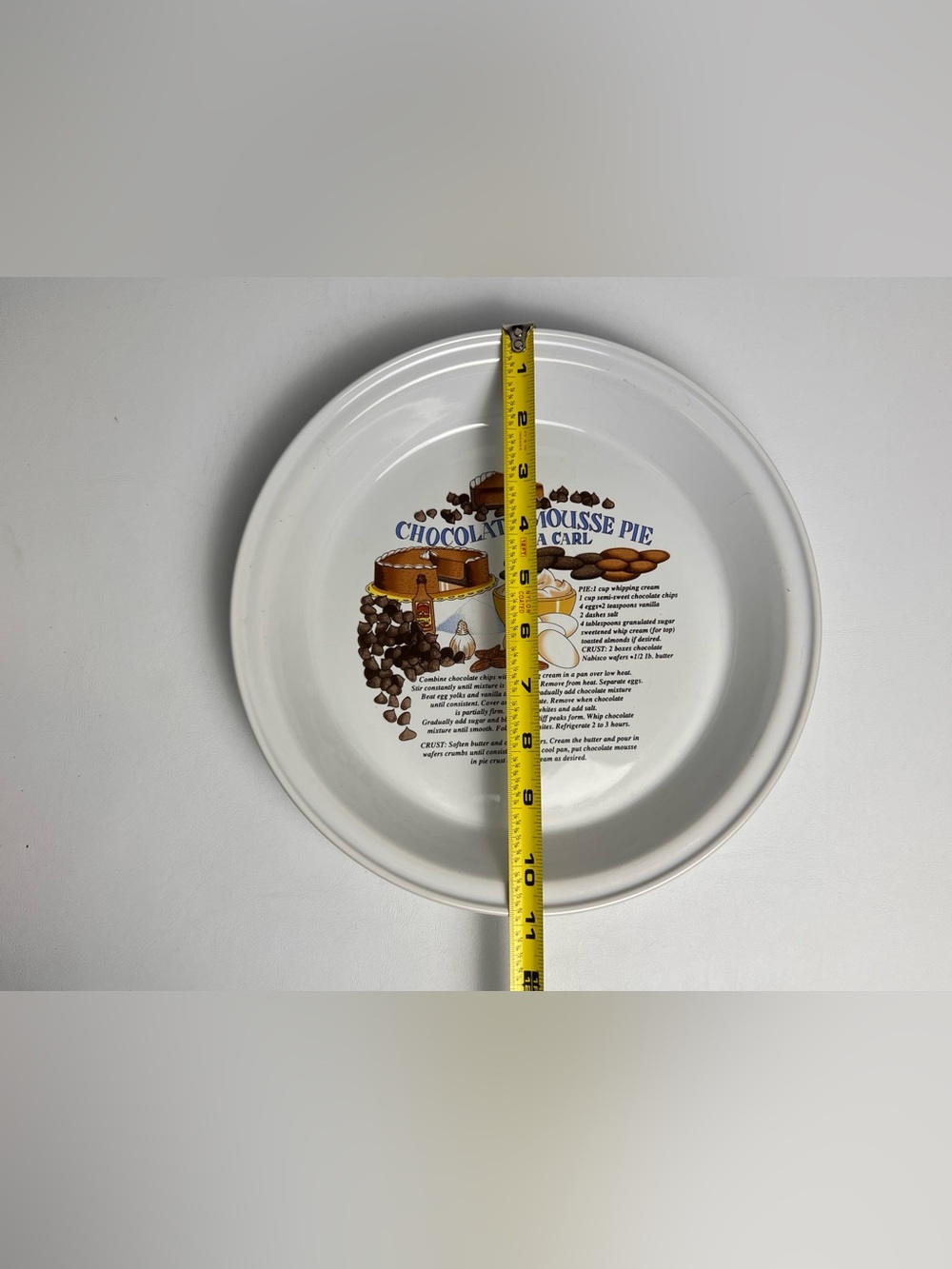 Vintage Chocolate Mousse Pie A La Carl Recipe Dish Plate - Picture 6 of 9